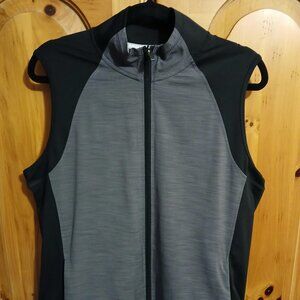 ADIDAS Vest Men Large Gray/Black Full Zip Golf Pockets Casual Outerwear EUC